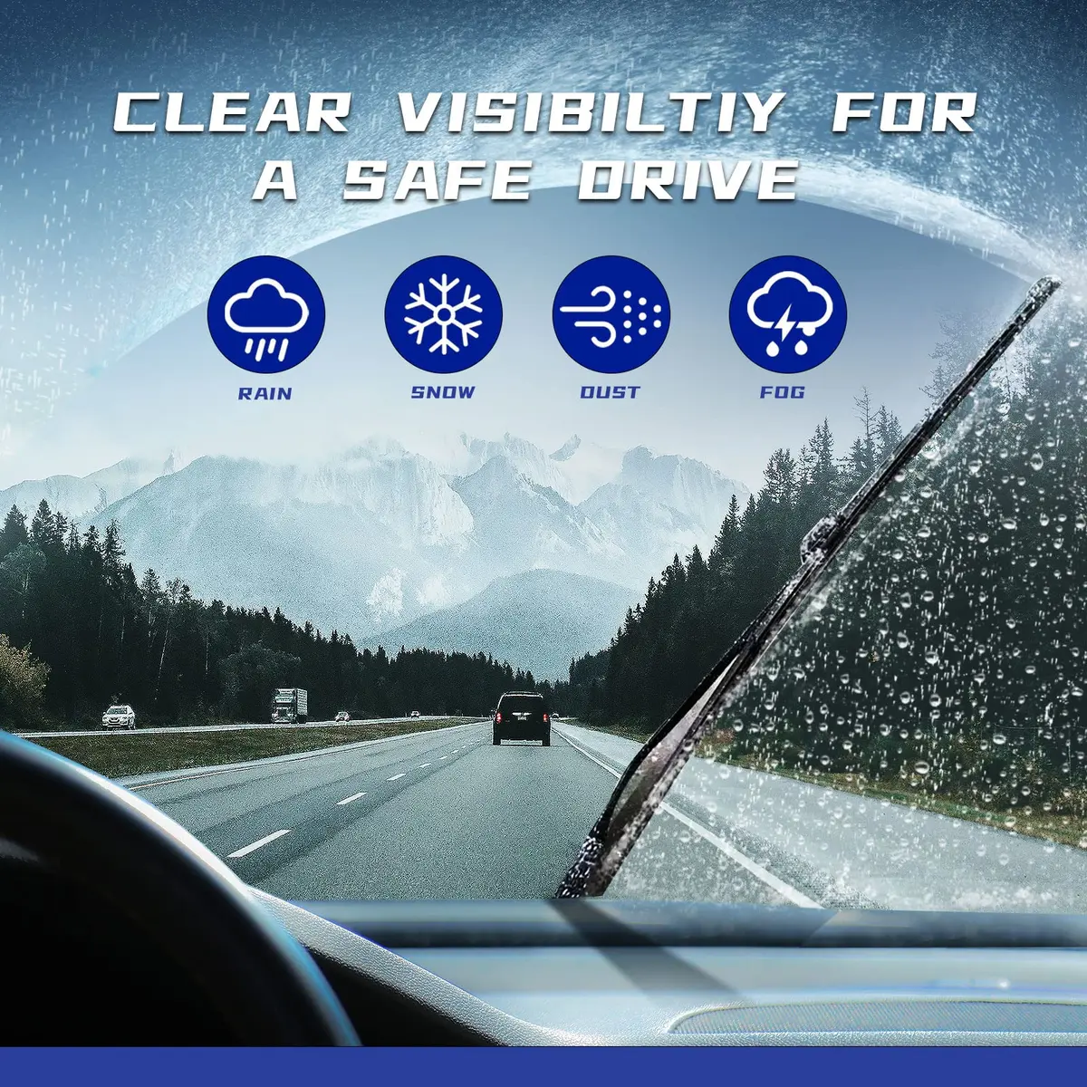 EMITHSUN 22" + 22" Premium All-Seasons Windshield Wiper Blades (Set of 2) | Stable & Quiet Wiping - view 6