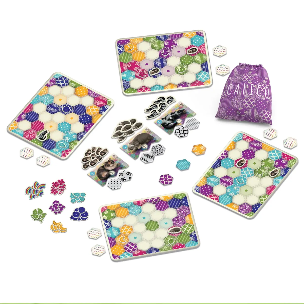 AEG Calico Award-Winning Cozy Tile-Laying Board Game | Make Quilts & Attract Cats (152g) - view 3