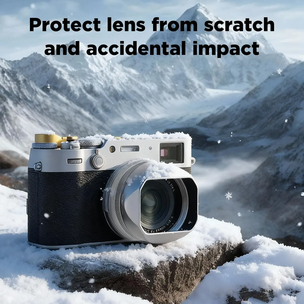 Haoge LH-X54W Square Metal Lens Hood with 49mm Adapter Ring for Fujifilm X100VI Fuji X100V Camera Silver | Blocks stray light, protects lens - view 8