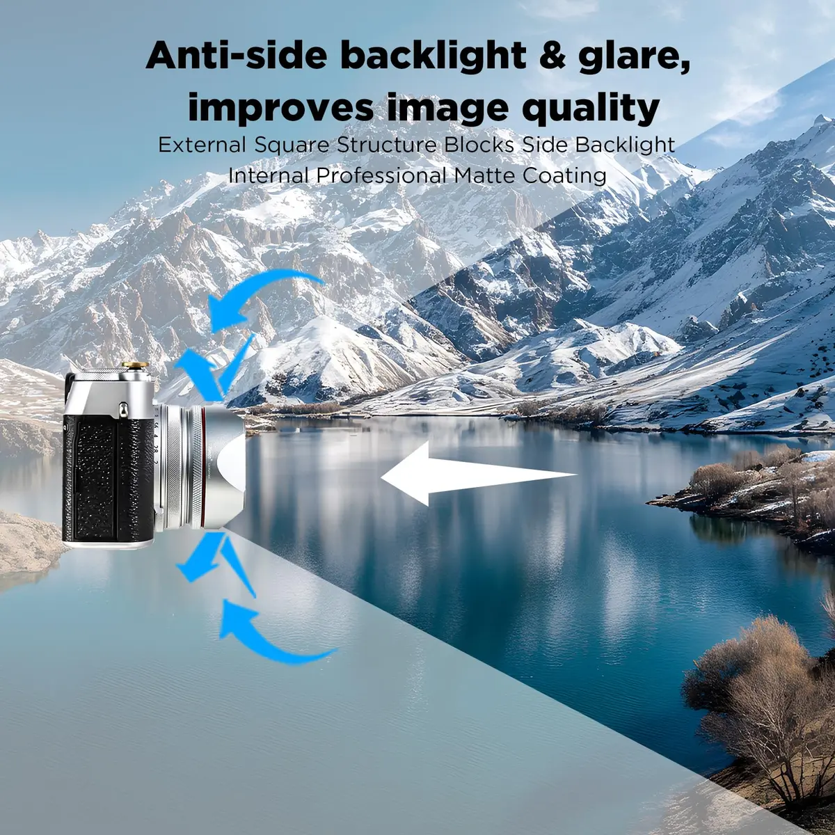 Haoge LH-X54W Square Metal Lens Hood with 49mm Adapter Ring for Fujifilm X100VI Fuji X100V Camera Silver | Blocks stray light, protects lens - view 4