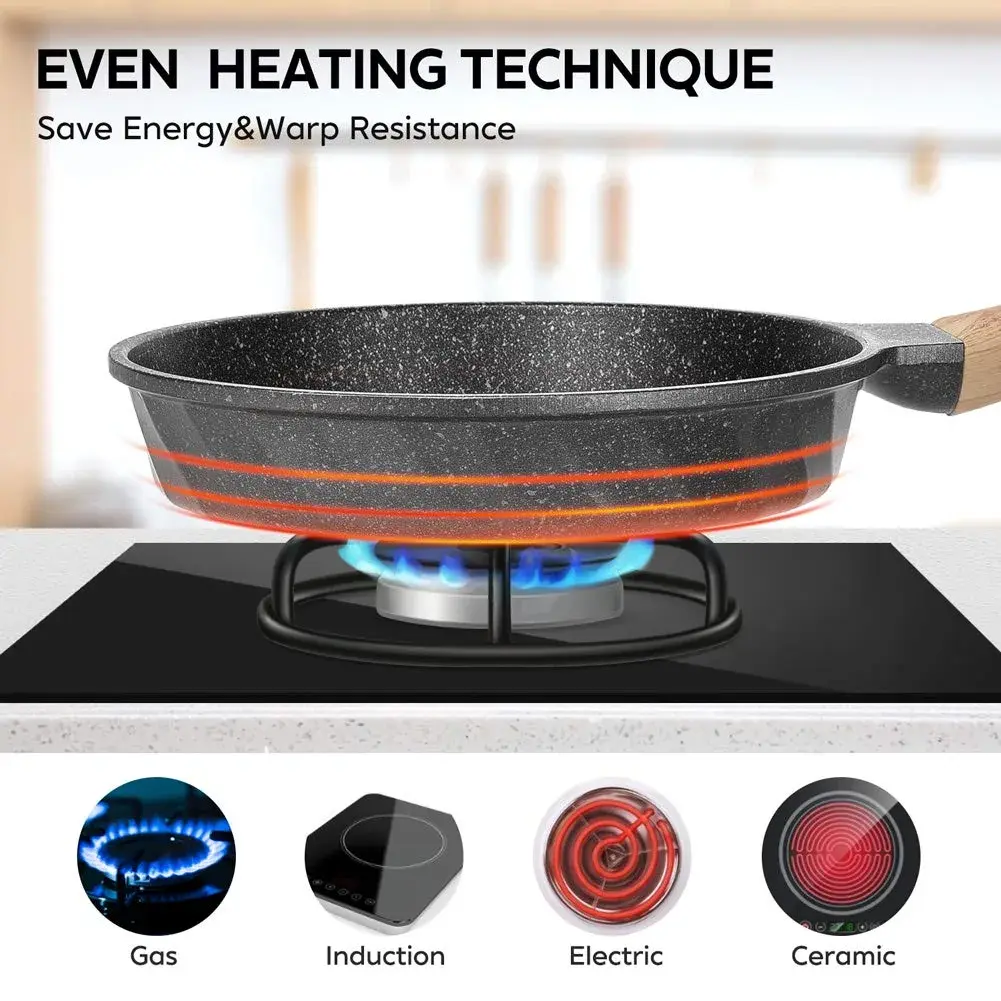 YIIFEEO Granite Nonstick Frying Pan Set 20cm/24cm/28cm (8"/9.5"/11") | Induction Compatible Cookware Set - view 5