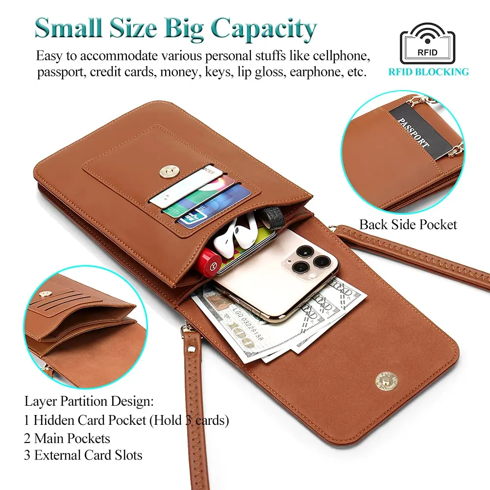 Peacocktion Small Crossbody Bag for Women | RFID Travel Cell Phone Wallet Purse with Card Slots - view 3