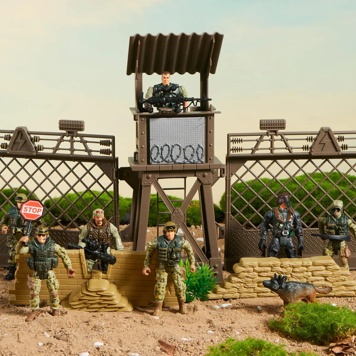 JOYIN Military Army Men Playset with 12 Realistic Action Figures & Accessories | 16 Pieces, Non-Toxic, 4-Inch Figures - view 6