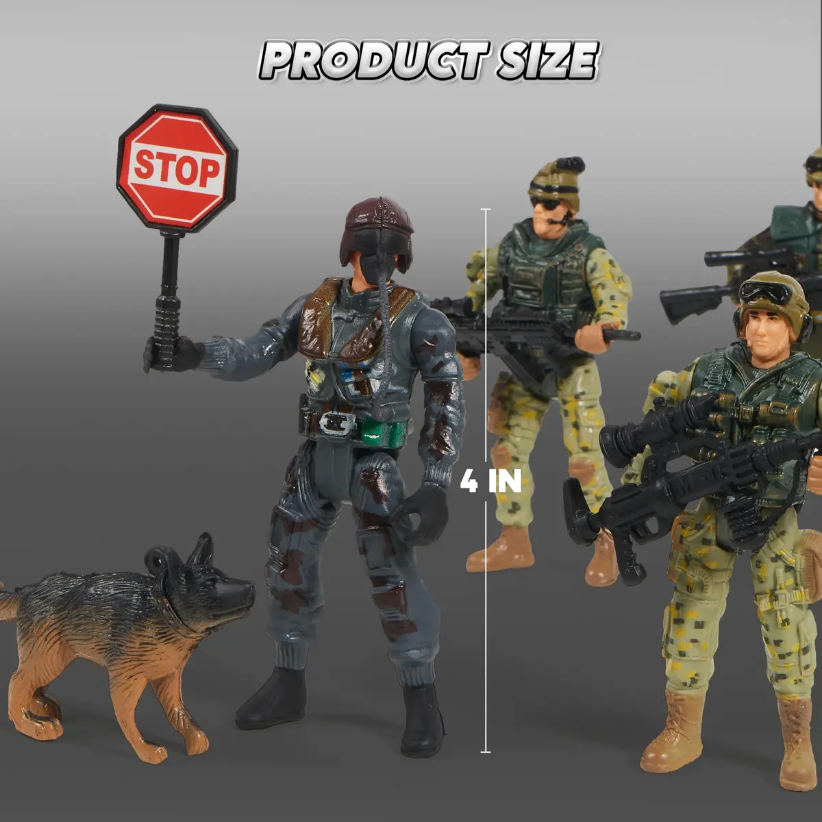 JOYIN Military Army Men Playset with 12 Realistic Action Figures & Accessories | 16 Pieces, Non-Toxic, 4-Inch Figures - view 8
