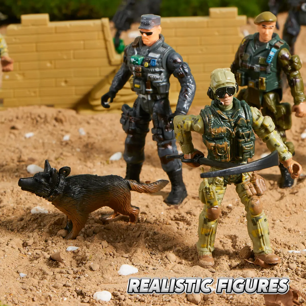 JOYIN Military Army Men Playset with 12 Realistic Action Figures & Accessories | 16 Pieces, Non-Toxic, 4-Inch Figures - view 4