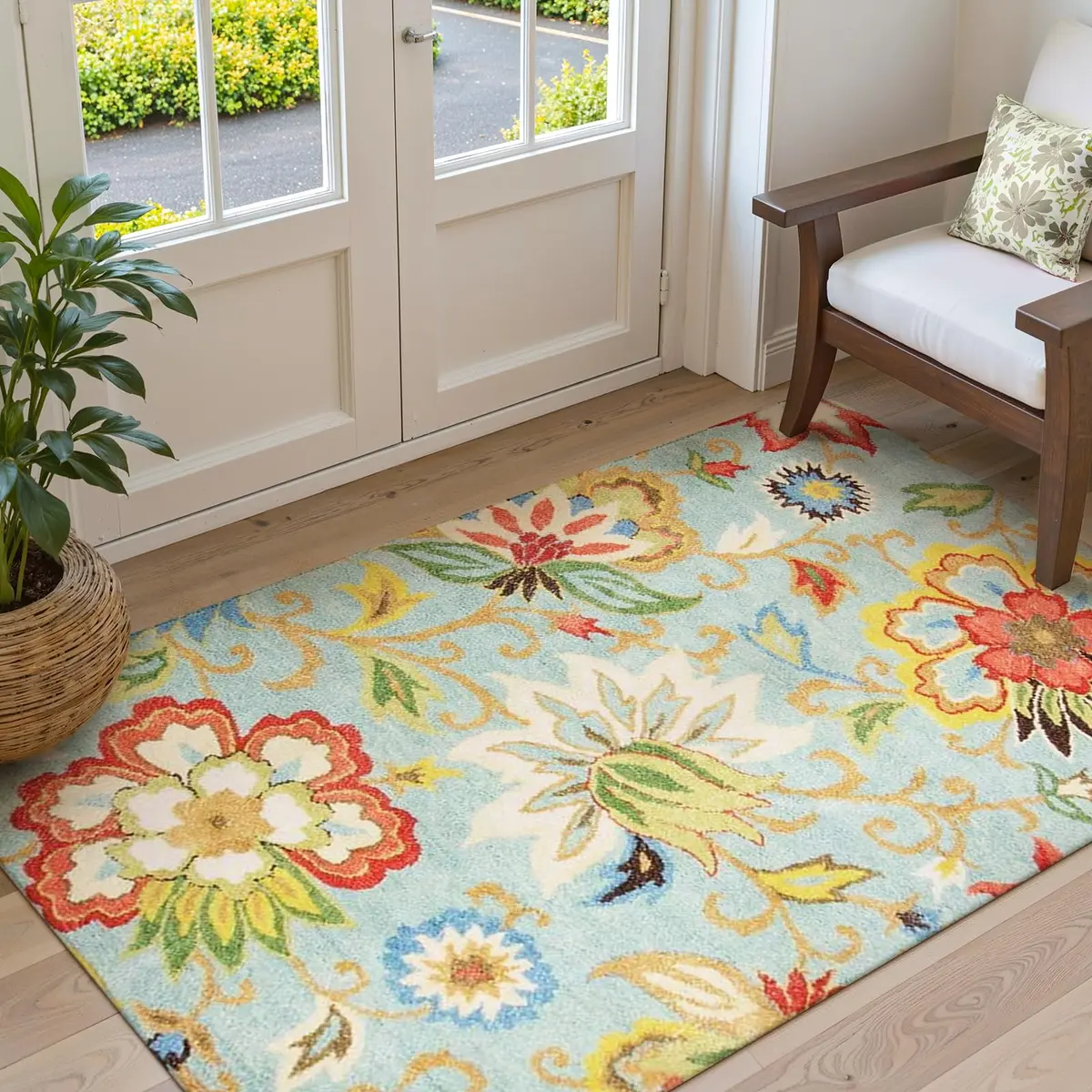 Lahome Modern Floral Area Rug 3x5 | Washable Paisley Bedroom Rug with Non-Slip Backing - view 7