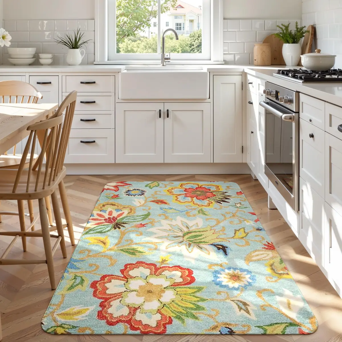 Lahome Modern Floral Area Rug 3x5 | Washable Paisley Bedroom Rug with Non-Slip Backing - view 3