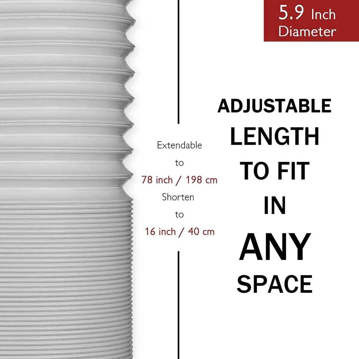 TURBRO Portable Air Conditioner Exhaust Hose 5.9 Inch Diameter | Expandable & Universal Fit - view 4