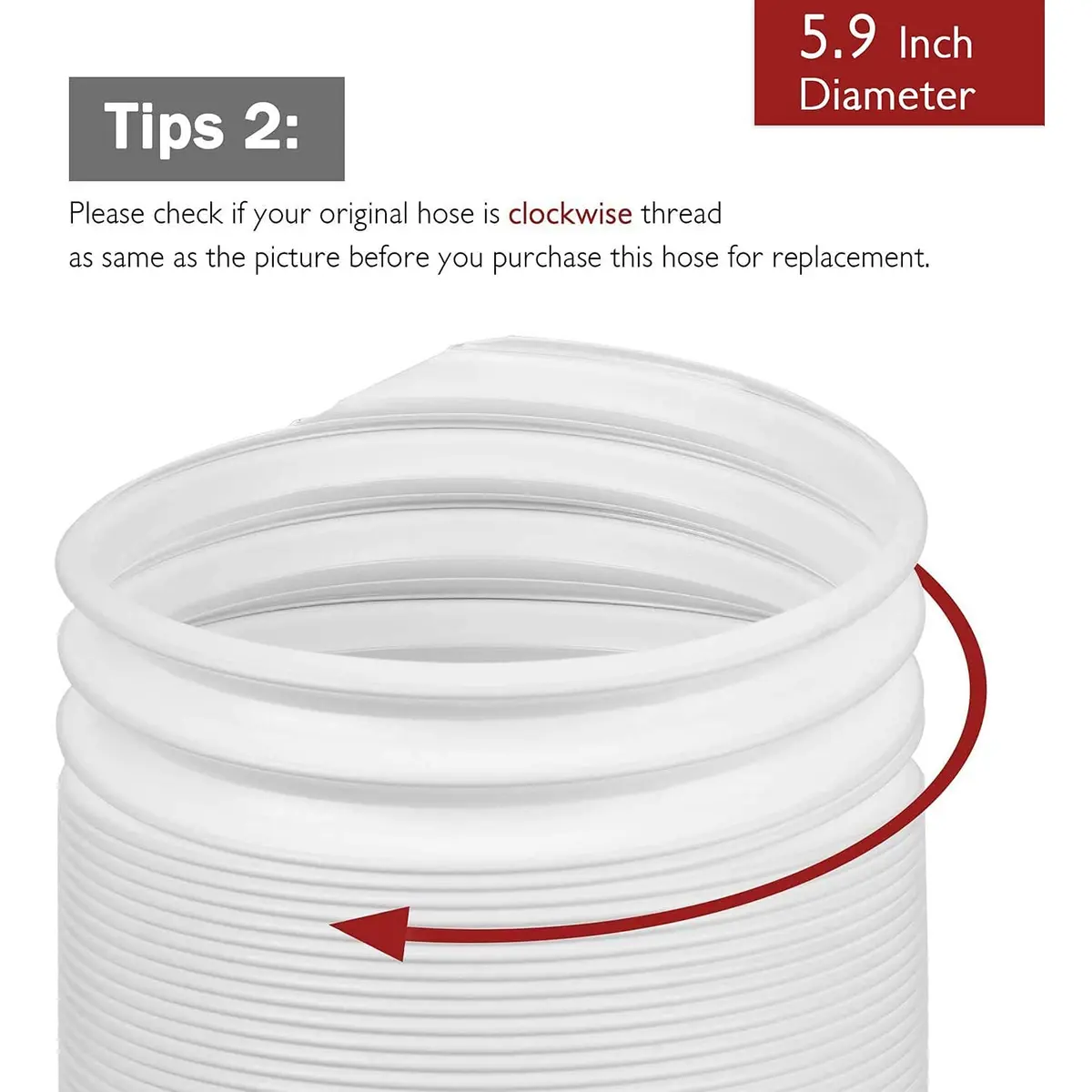 TURBRO Portable Air Conditioner Exhaust Hose 5.9 Inch Diameter | Expandable & Universal Fit - view 2