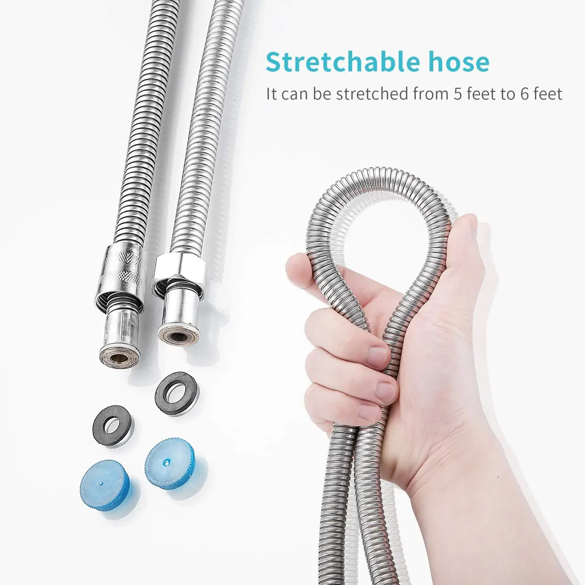 DOILIESE High Pressure Handheld Shower Head with 6 Settings & Pause Button - 1.8 GPM - Brushed Nickel | Modern Style - view 6