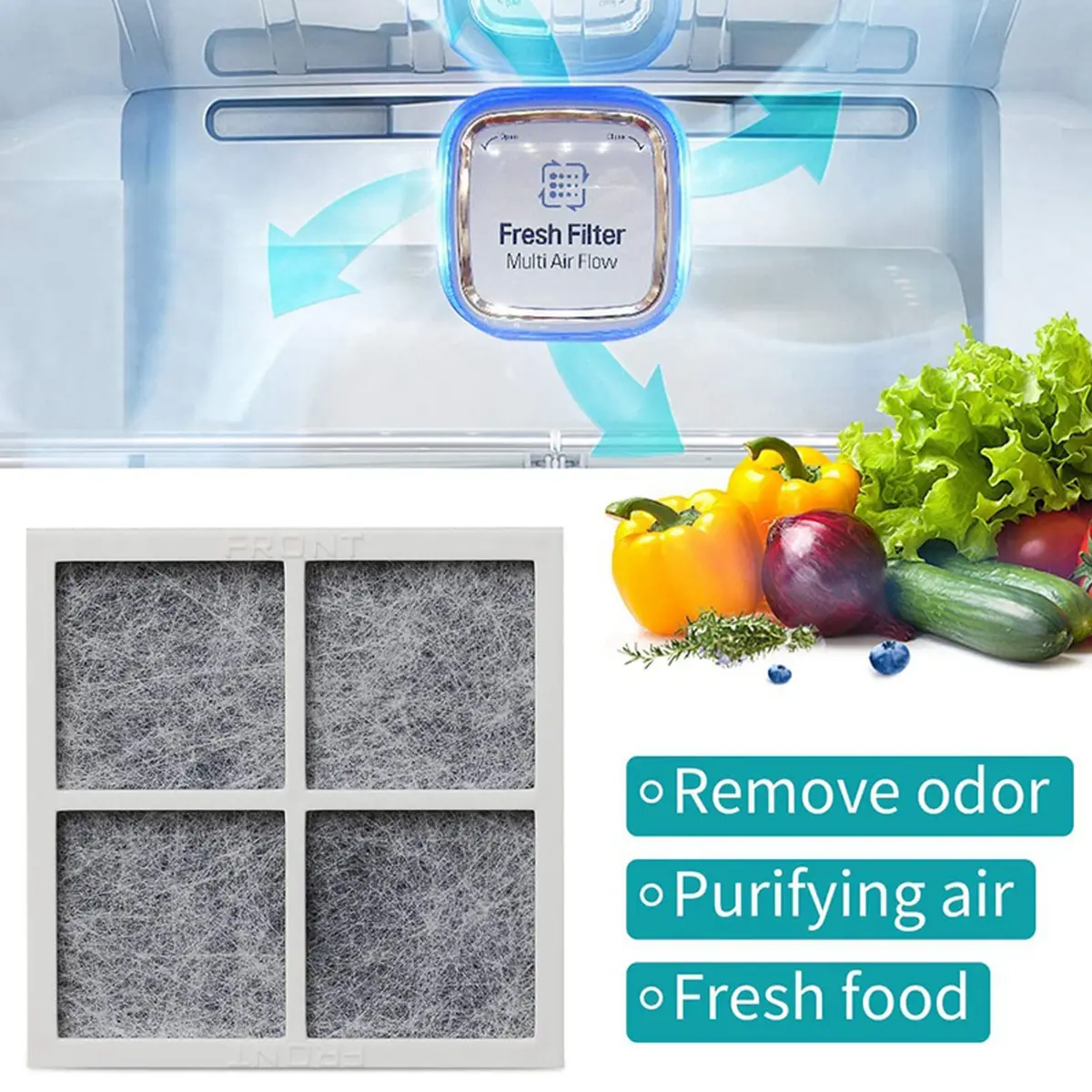 SEISSO LT120F Refrigerator Air Filter 3 Pack | Activated Carbon Odor Absorber - view 2