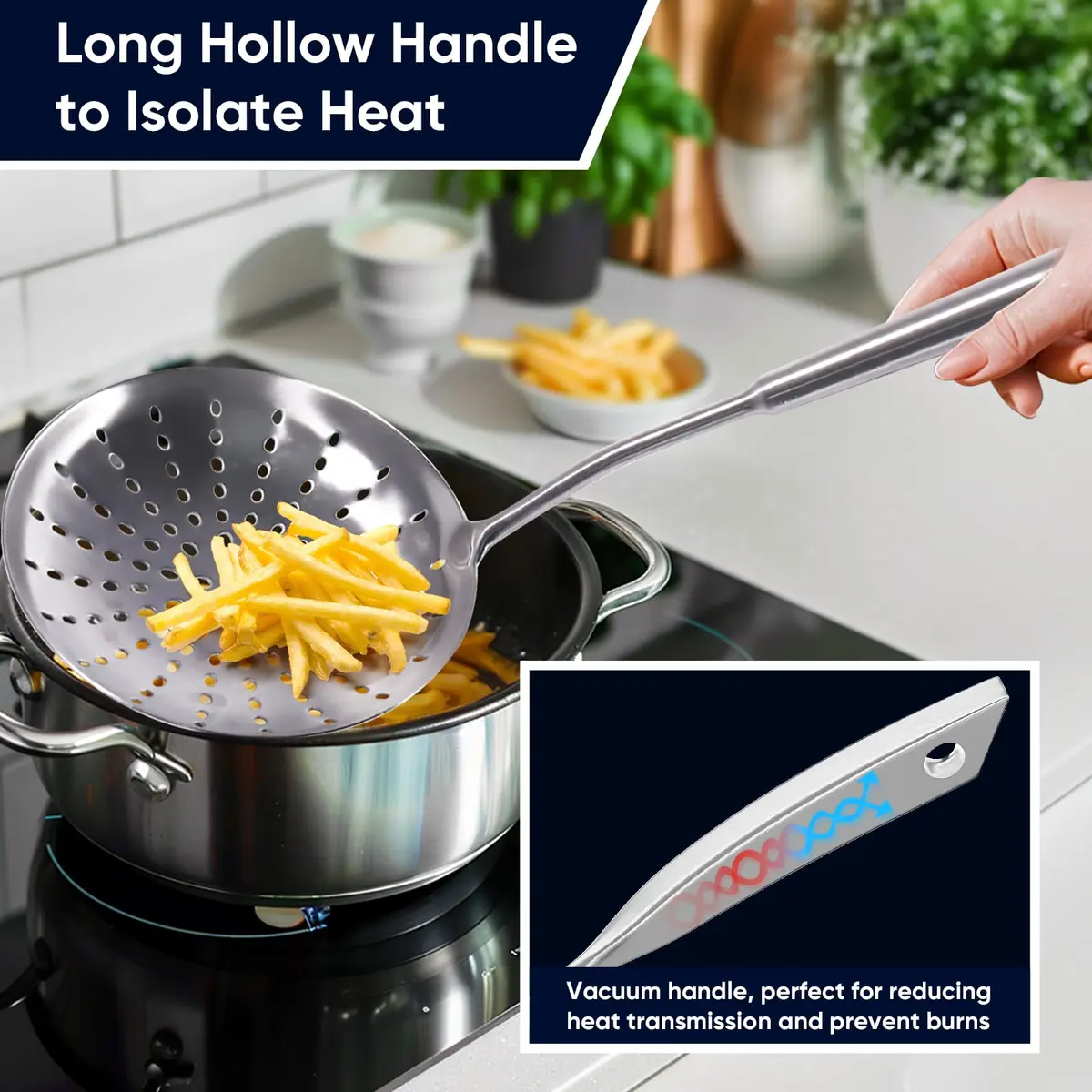Newness Focus on Stainless Steel Skimmer Slotted Spoon 42.6cm | Rustproof, Durable, Ergonomic Handle - view 6