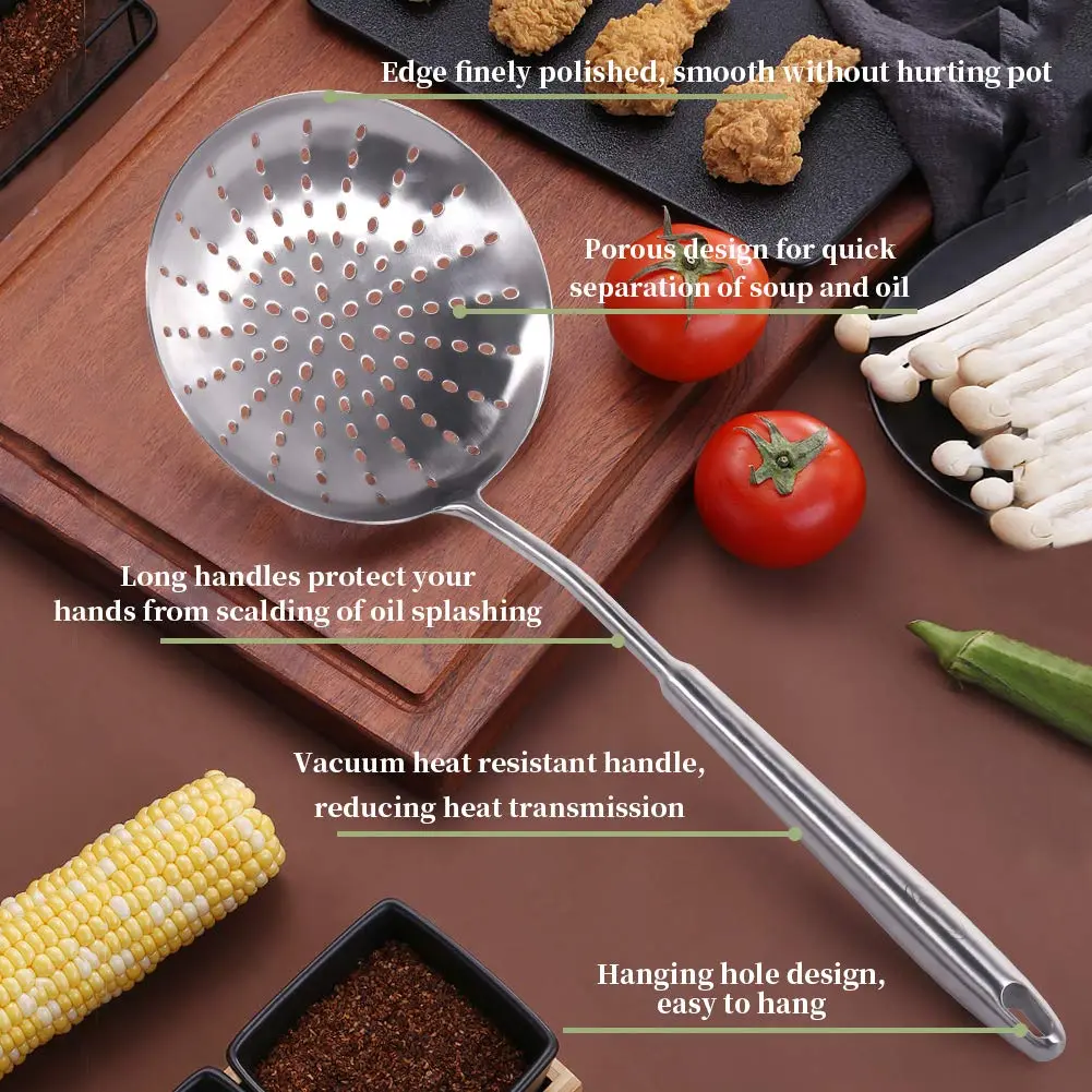 Newness Focus on Stainless Steel Skimmer Slotted Spoon 42.6cm | Rustproof, Durable, Ergonomic Handle - view 4