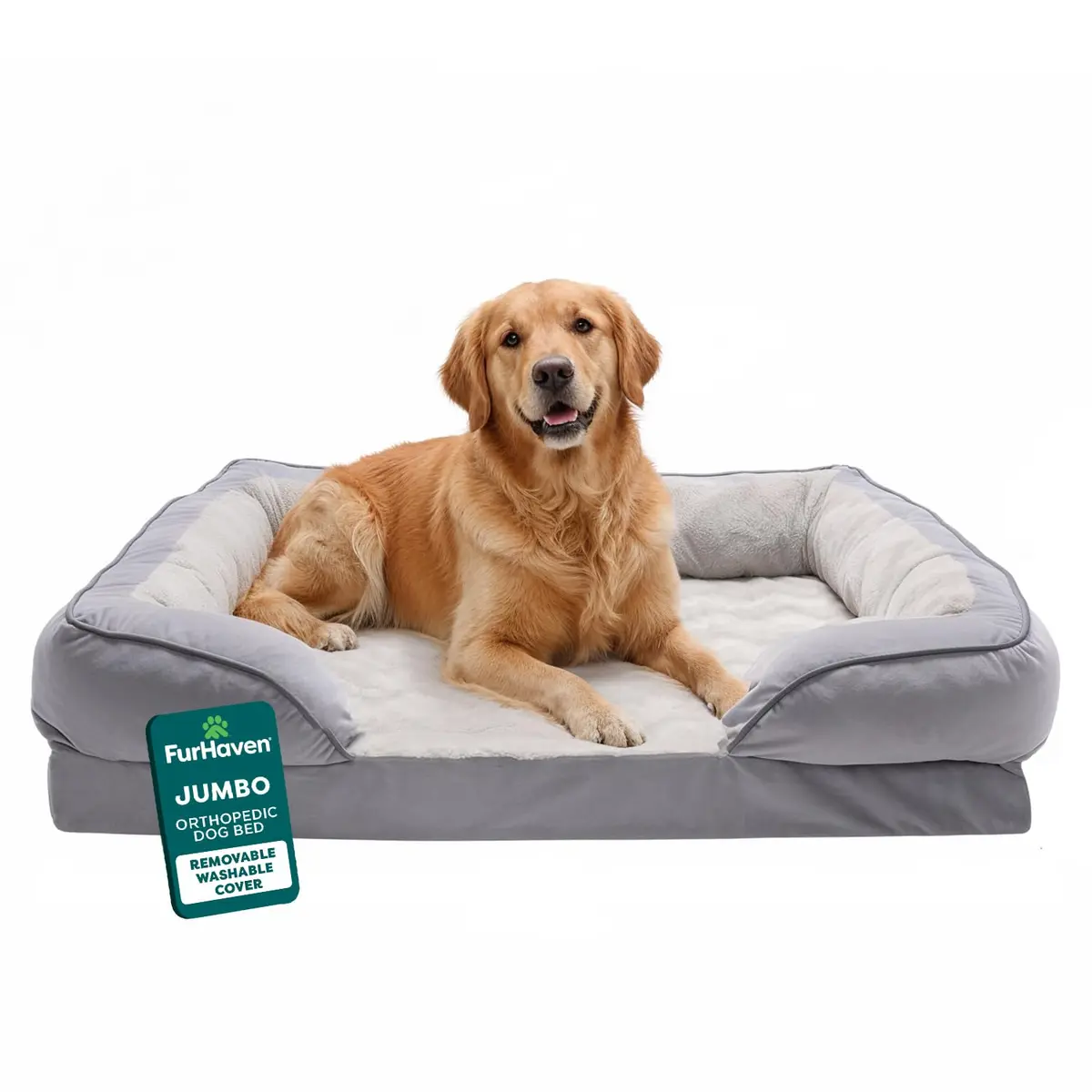 Furhaven Orthopedic Dog Bed for Large Dogs 95 lbs | Supportive Plush & Velvet Waves - main product image