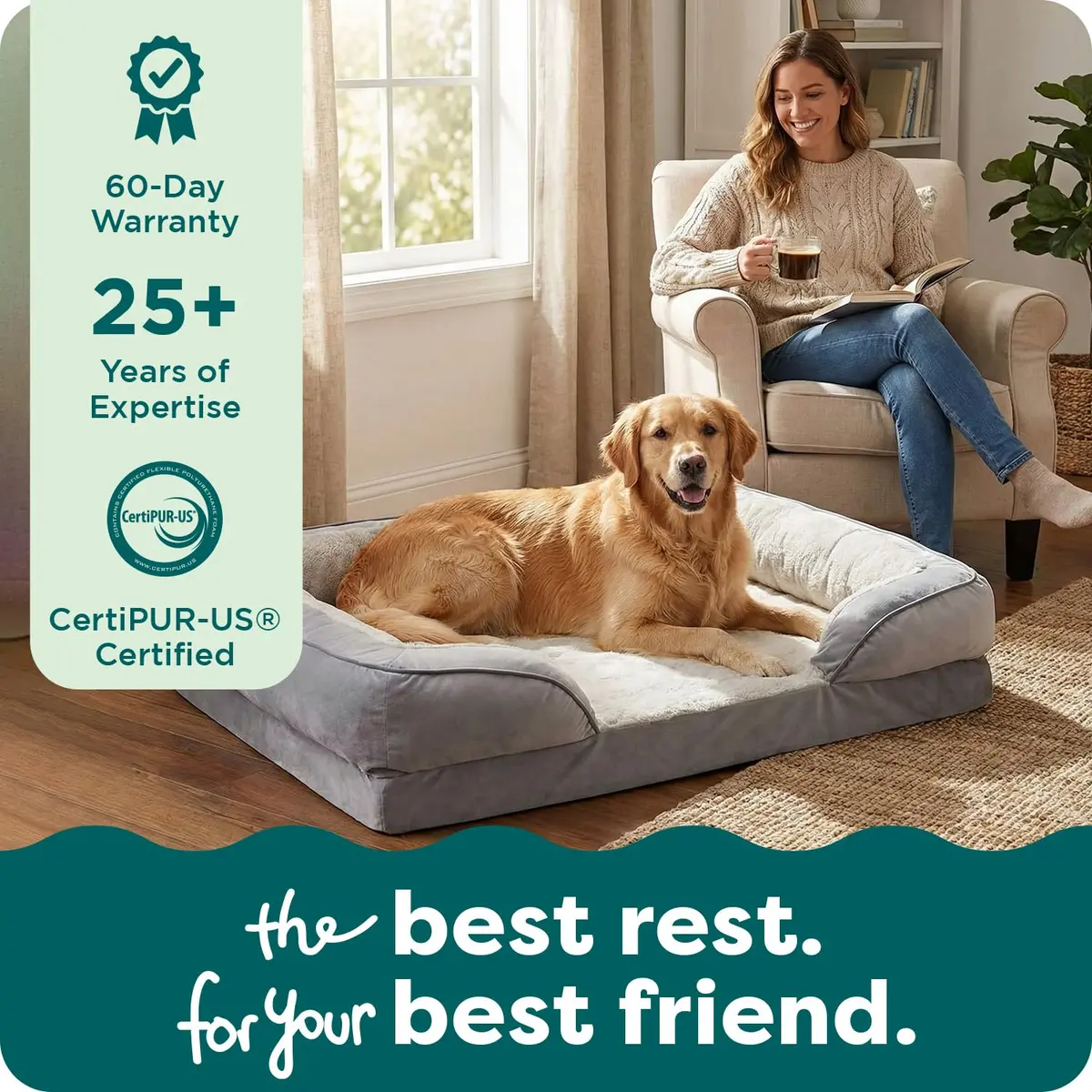 Furhaven Orthopedic Dog Bed for Large Dogs 95 lbs | Supportive Plush & Velvet Waves - view 9