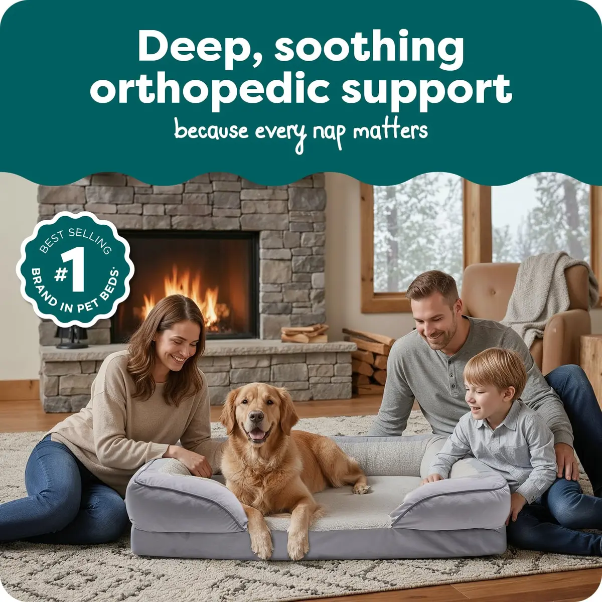 Furhaven Orthopedic Dog Bed for Large Dogs 95 lbs | Supportive Plush & Velvet Waves - view 2