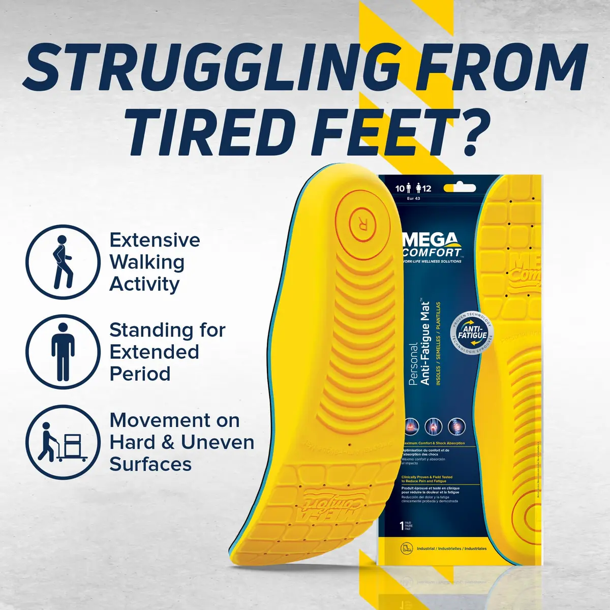 MEGAComfort Personal Anti-Fatigue Shoe Inserts Size 11 | Memory Foam Shock Absorption for Pain Relief - view 2