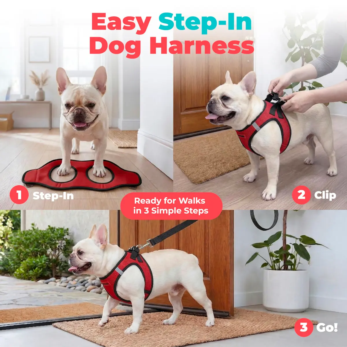 Best Pet Supplies Voyager Step-in Air Dog Vest Harness - Red/Black, XX-Small | Breathable Mesh, Reflective Bands - view 3