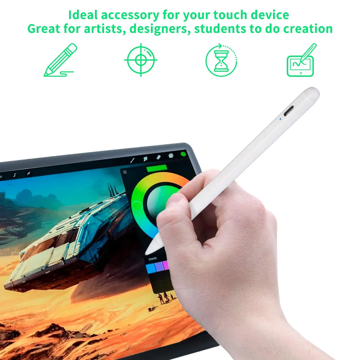 Bbata Chromebook Stylus Pen, 1.5mm Fine Tip, White | Precise Touch Control for Sketching & Note-Taking - view 6