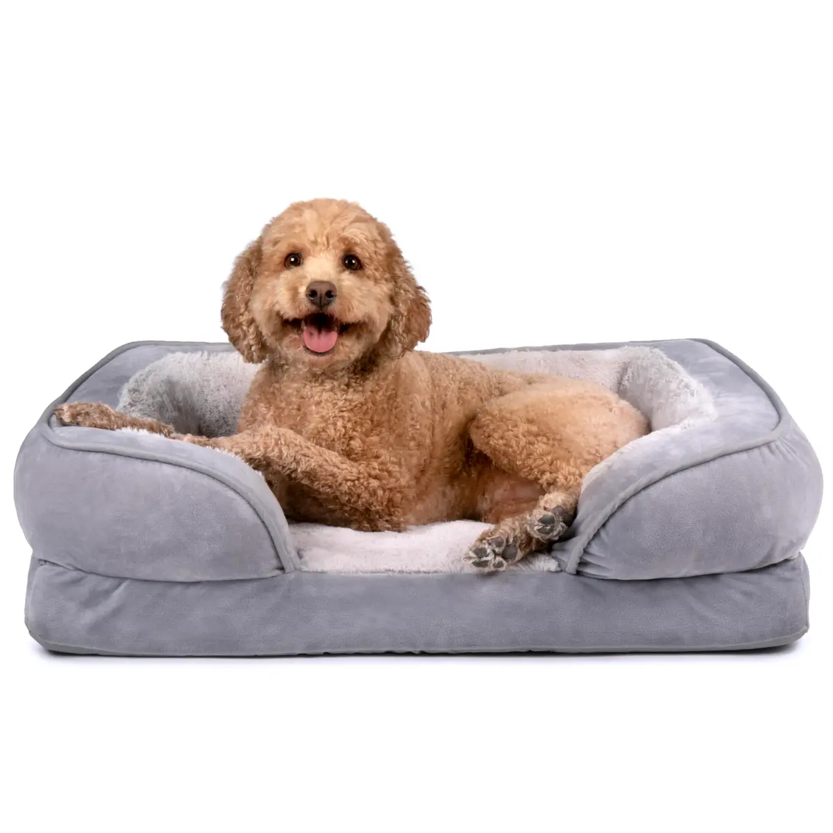 Furhaven Cooling Gel Dog Bed for Medium/Small Dogs | Plush & Velvet Waves, Removable Cover, Supports Up to 35 lbs - main product image
