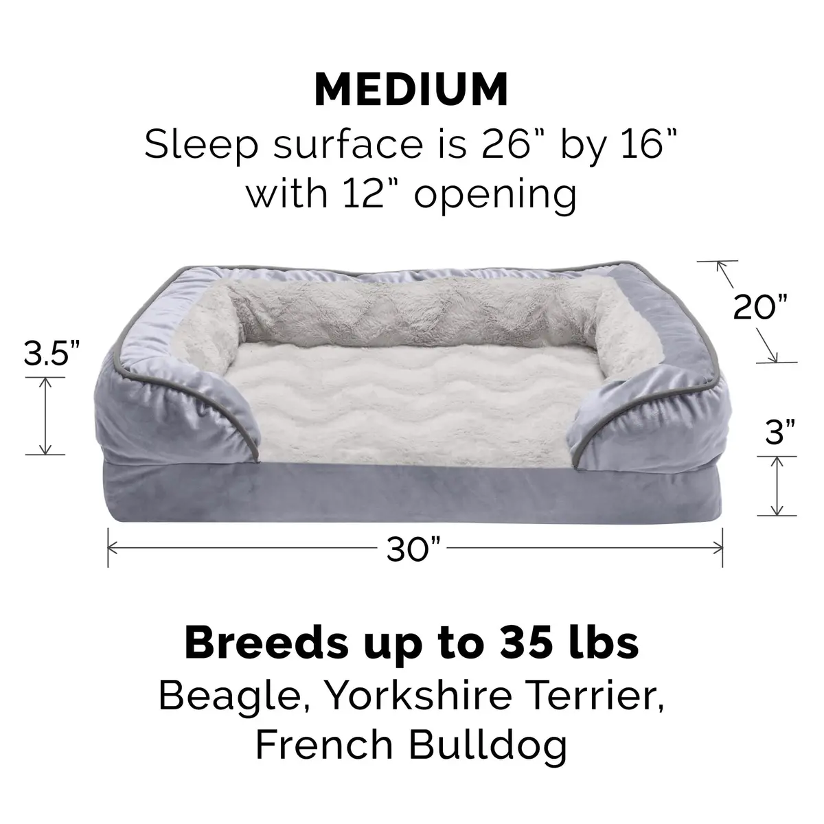 Furhaven Cooling Gel Dog Bed for Medium/Small Dogs | Plush & Velvet Waves, Removable Cover, Supports Up to 35 lbs - view 2