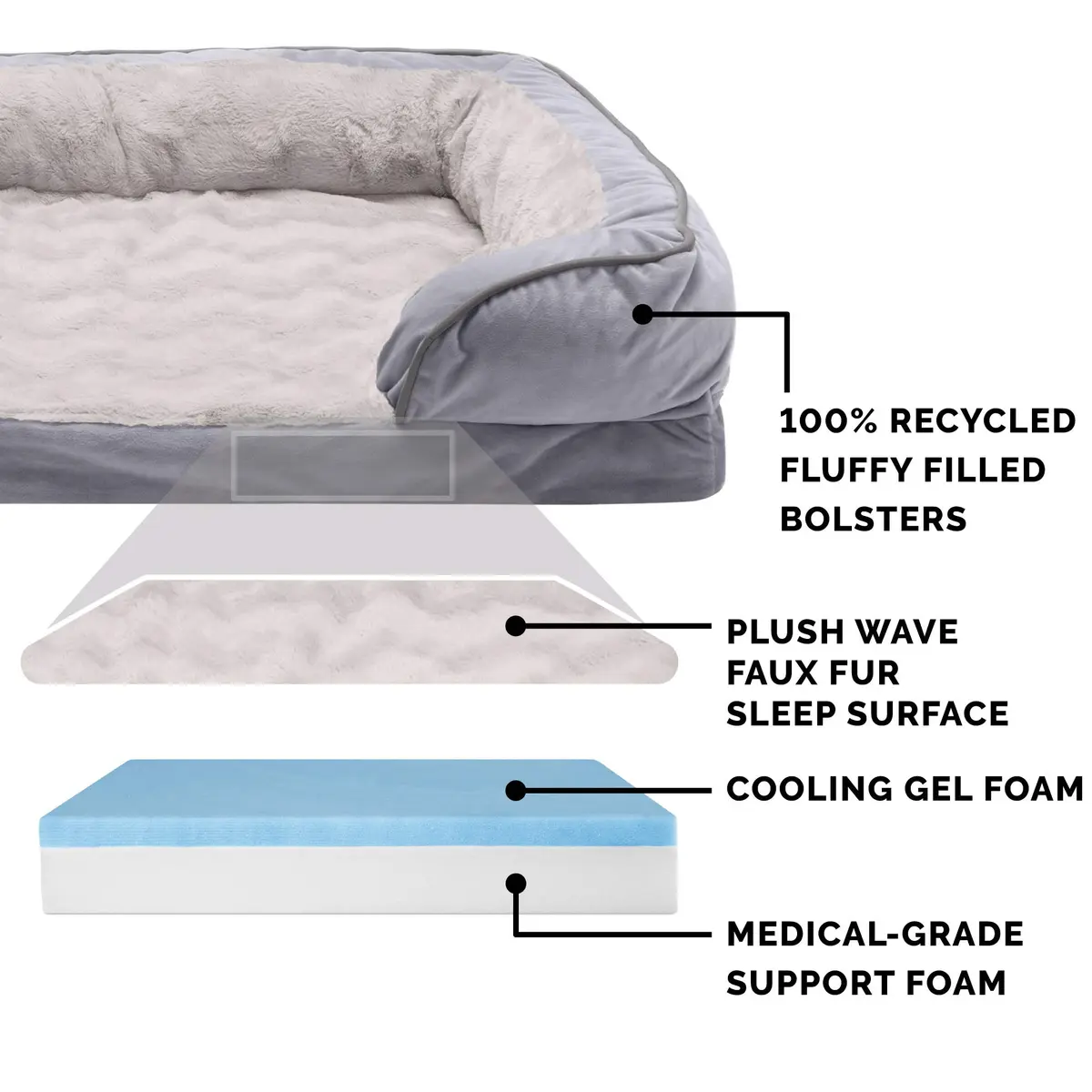 Furhaven Cooling Gel Dog Bed for Medium/Small Dogs | Plush & Velvet Waves, Removable Cover, Supports Up to 35 lbs - view 4