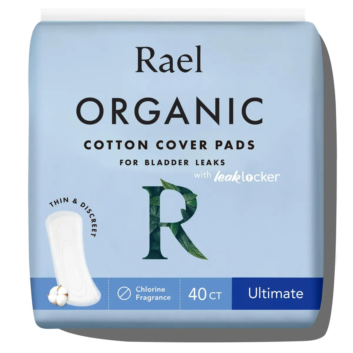 Rael Incontinence Pads for Women, Organic Cotton Cover, Ultimate 40 Ct | Heavy Absorbency, Postpartum Essential - main product image