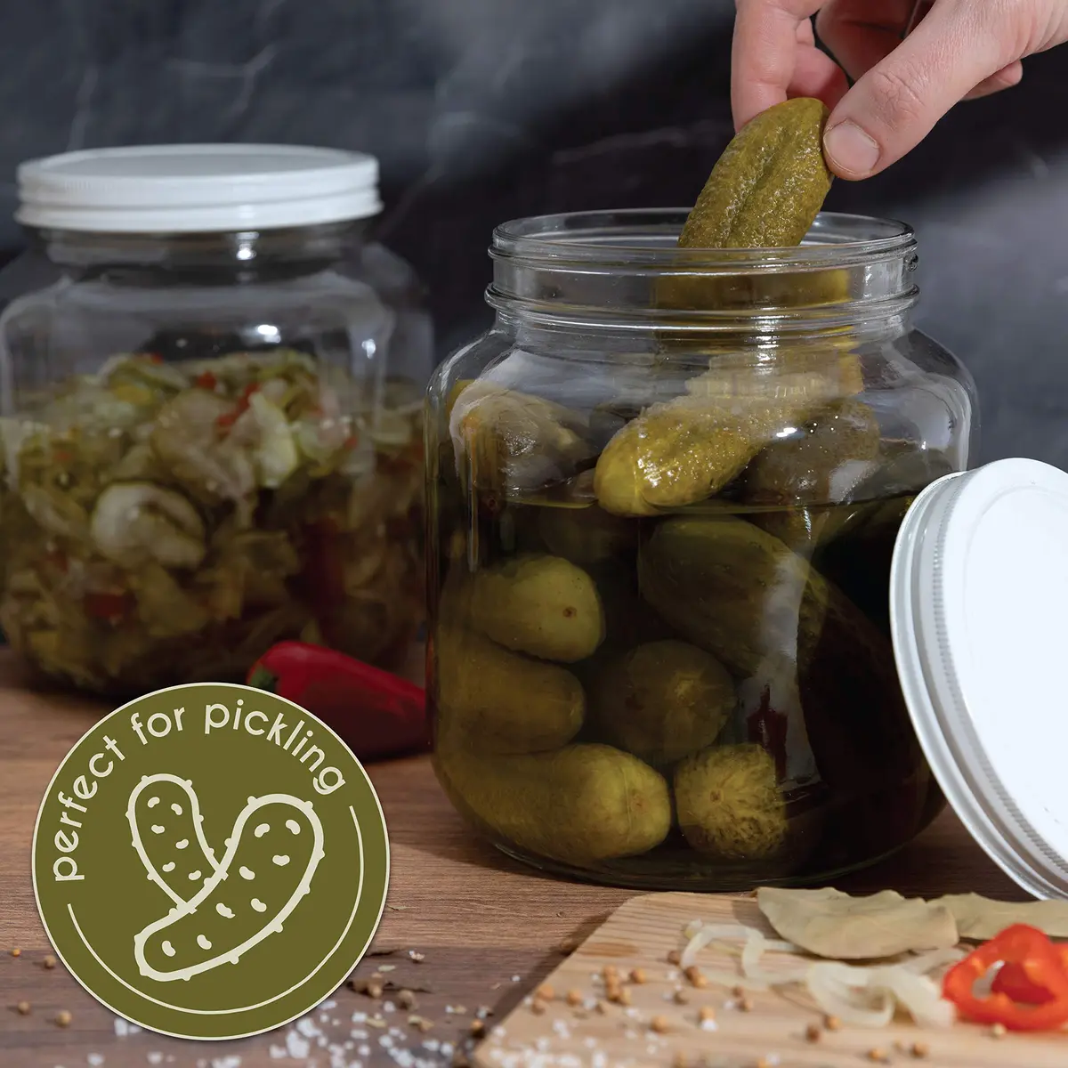 kitchentoolz Half Gallon Glass Mason Jar Wide Mouth | Fermentation & Storage in USA - view 4