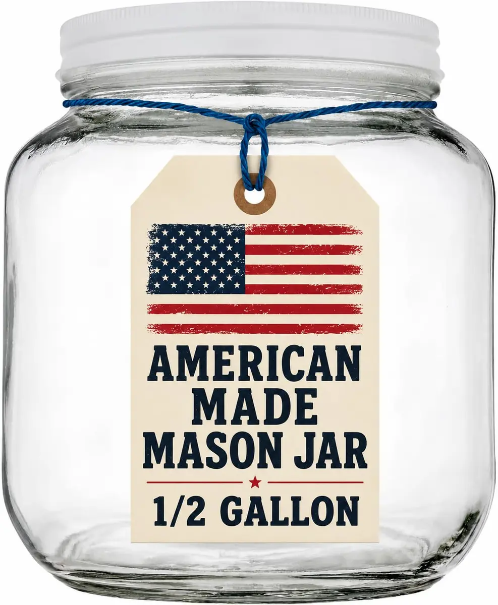 kitchentoolz Half Gallon Mason Jar Wide Mouth with Airtight Metal Lid | BPA-Free Glass Storage Container - main product image
