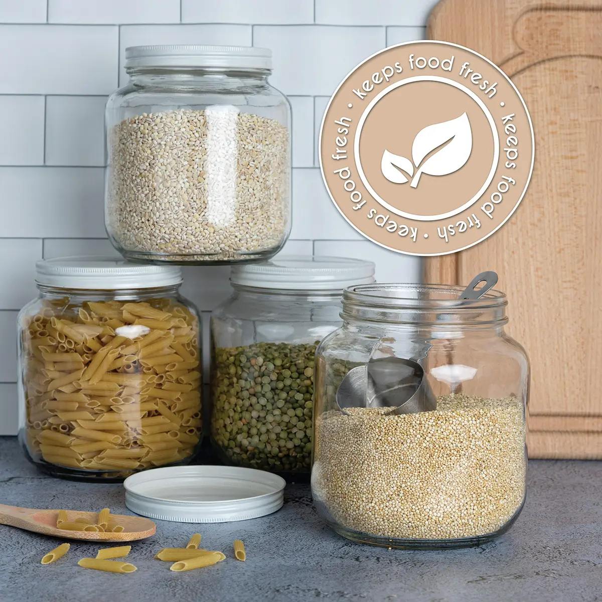 kitchentoolz Half Gallon Mason Jar Wide Mouth with Airtight Metal Lid | BPA-Free Glass Storage Container - view 6