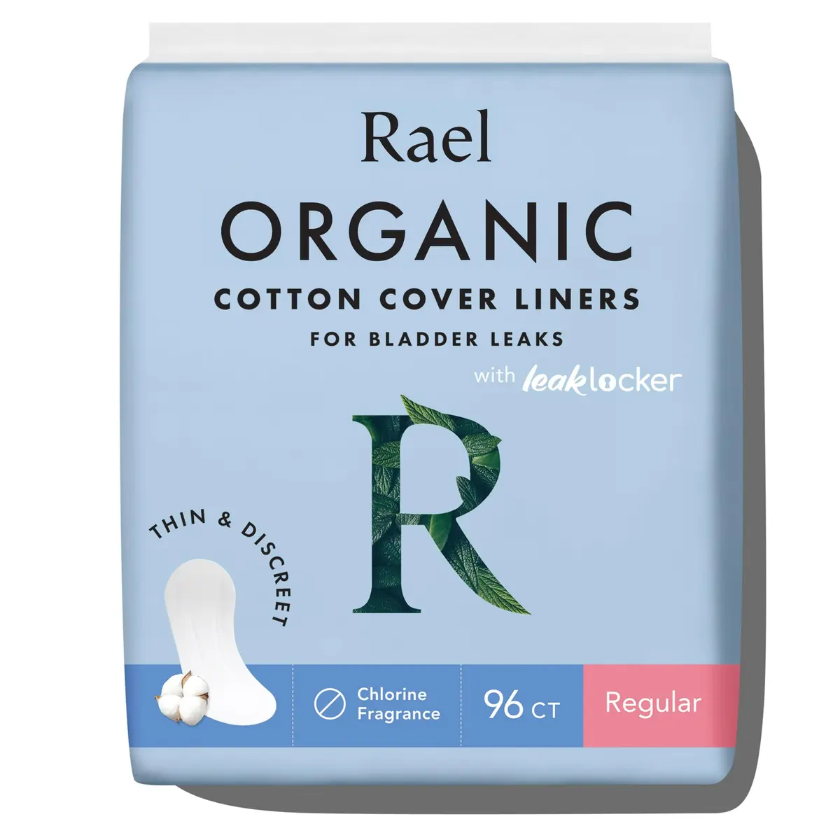 Rael Incontinence Liners Organic Cotton Cover Regular 96 Ct | Hypoallergenic Bladder Leak Protection - main product image