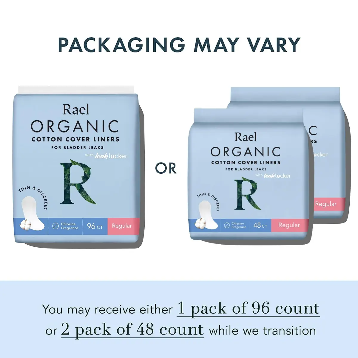 Rael Incontinence Liners Organic Cotton Cover Regular 96 Ct | Hypoallergenic Bladder Leak Protection - view 2