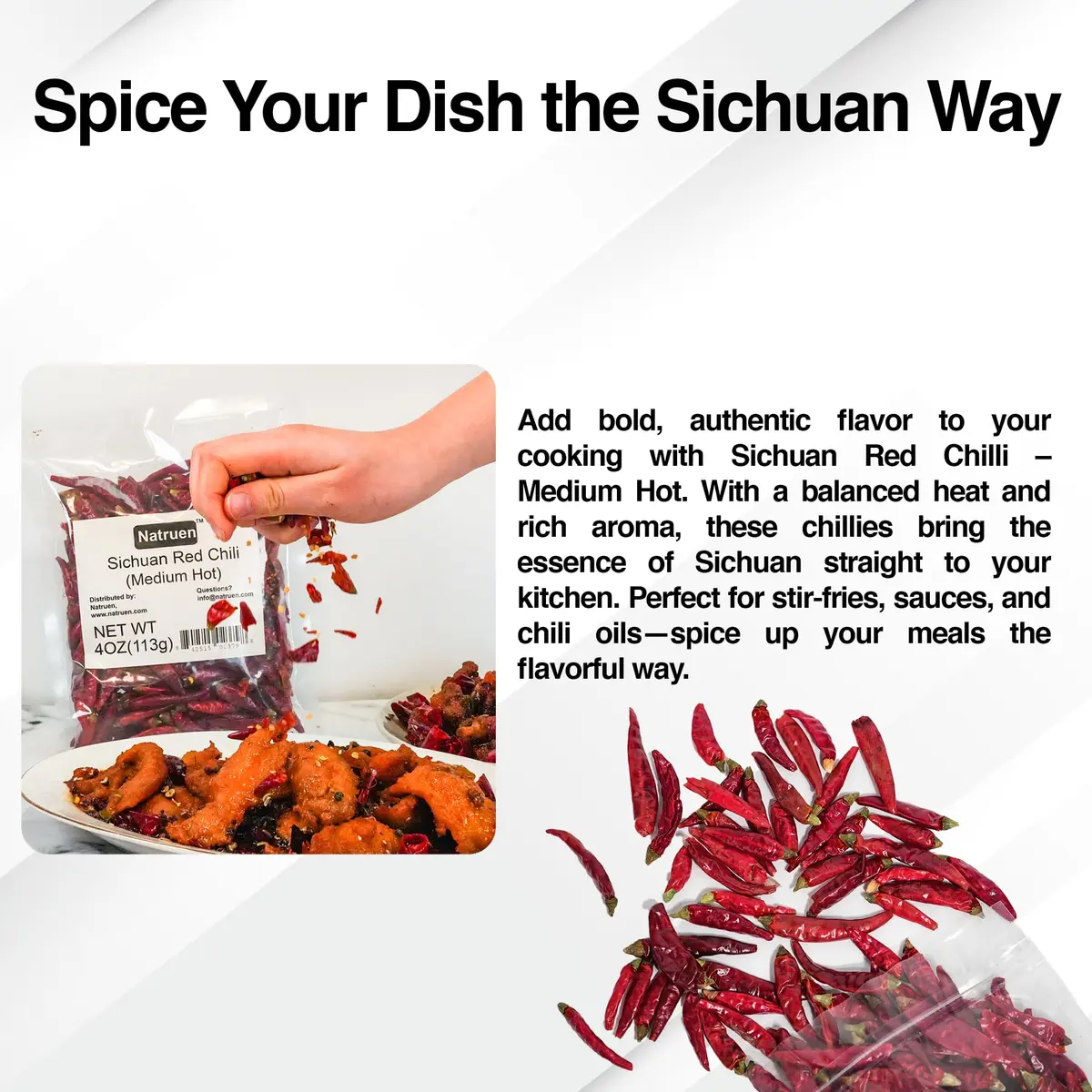 Natruen Dried Sichuan Red Chili Pods 4 oz | Medium Hot Whole Chilies for Authentic Sichuan Flavor - view 4