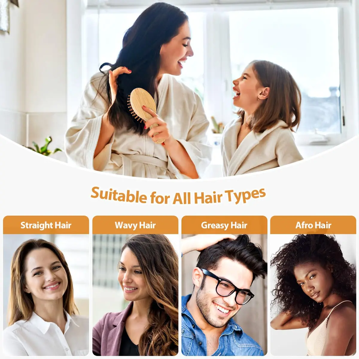 BUNDLEPRO Natural Bamboo Mini Hair Brush 2 Pack | Gentle Massage for All Hair Types - view 6