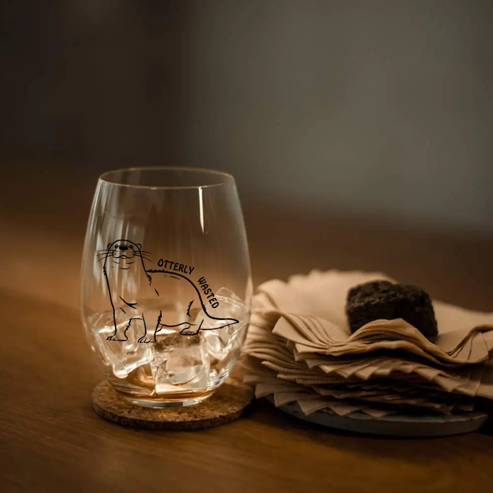 Perfectinsoy Otterly Wasted 15 oz Stemless Wine Glass | Funny Otter Gift for Drinkers - view 7