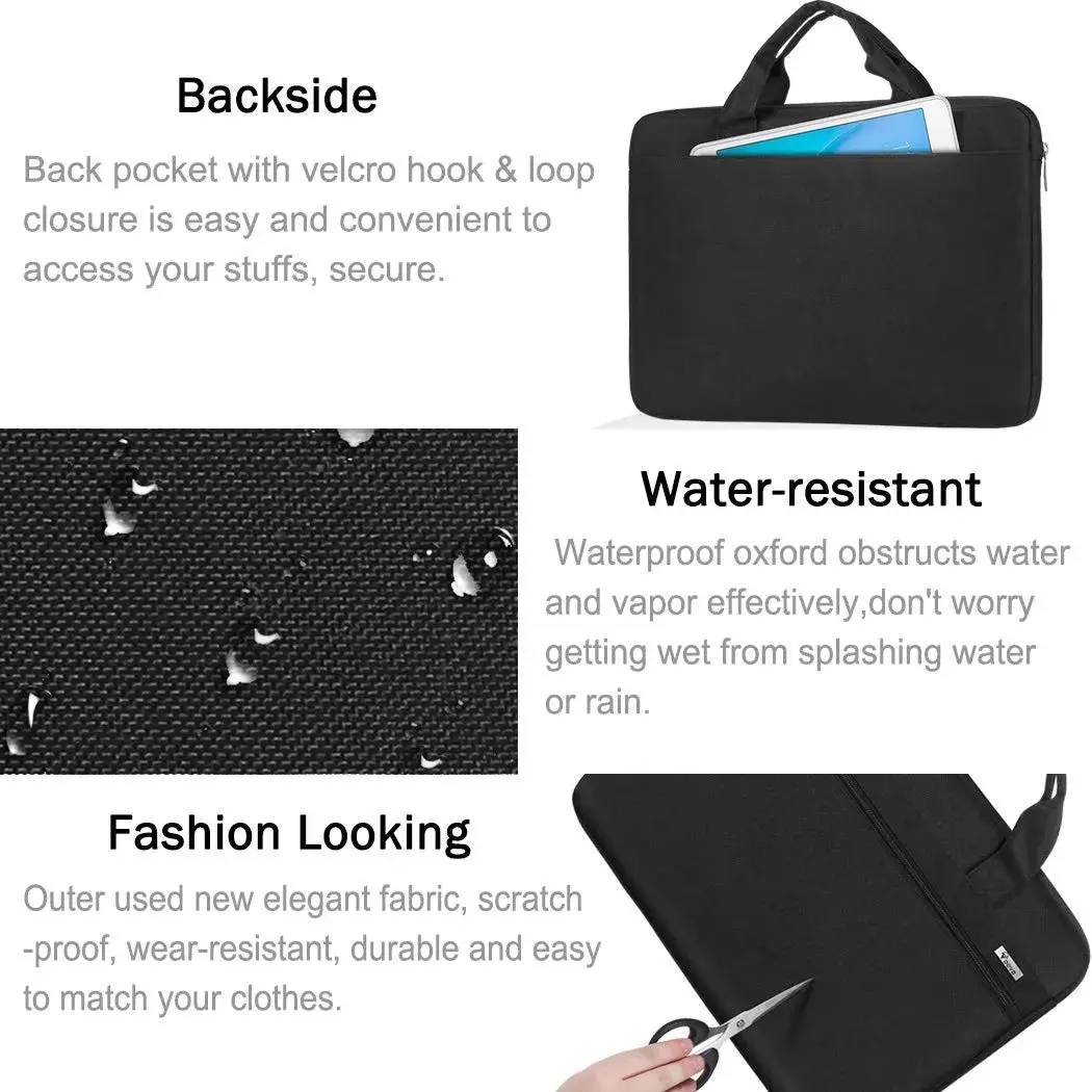 Voova 17.3-17 Inch Laptop Bag, Black Messenger Bag with Shoulder Strap | Water-Resistant 360° Protective Case for Laptops up to 17.3" - view 6