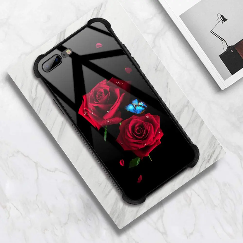 TnXee Cellular Phone Case Compatible with iPhone 8 | Stylish Butterfly on Red Roses Design - view 5