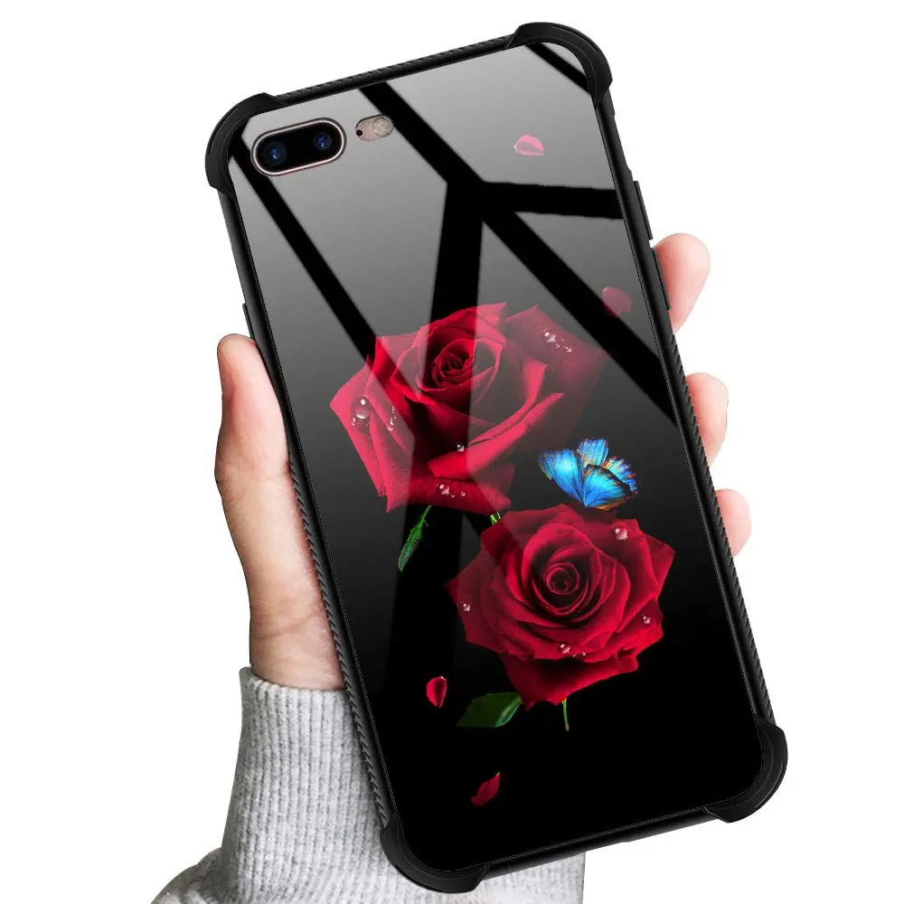 TnXee Cellular Phone Case Compatible with iPhone 8 | Stylish Butterfly on Red Roses Design - view 6