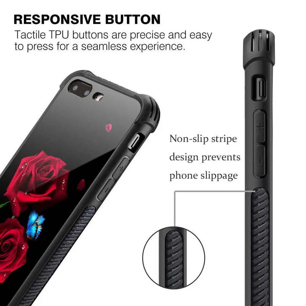 TnXee Cellular Phone Case Compatible with iPhone 8 | Stylish Butterfly on Red Roses Design - view 3
