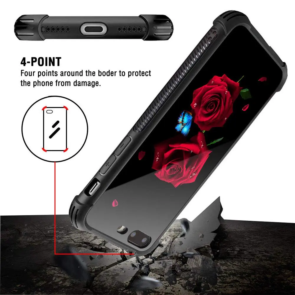 TnXee Cellular Phone Case Compatible with iPhone 8 | Stylish Butterfly on Red Roses Design - view 4