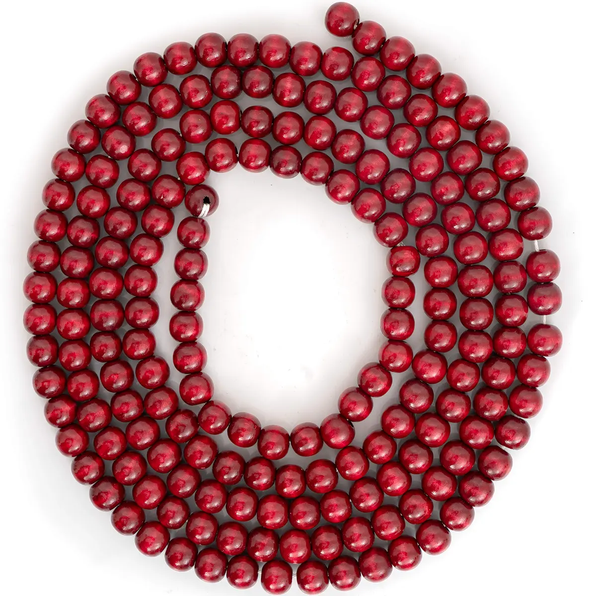 Ornativity Wooden Christmas Tree Bead Garland - Cranberry Red Wood Holiday Decor 8'6" | Vintage Country Farmhouse Style - main product image