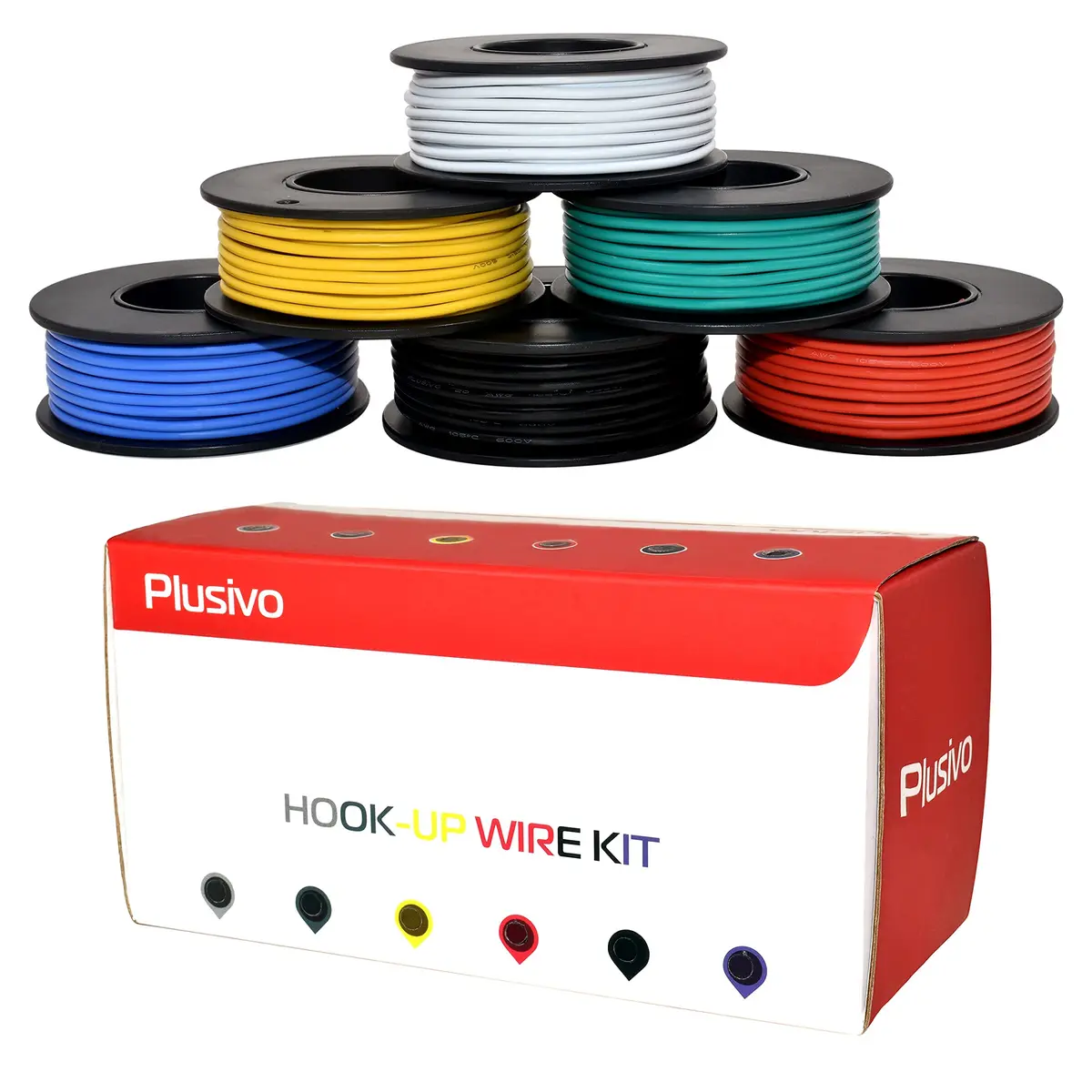 Plusivo 20 AWG Solid Core Wire Kit – 6 Colors, 23ft Each Spool | 600V PVC Coated Tinned Copper for Electronics - view 7