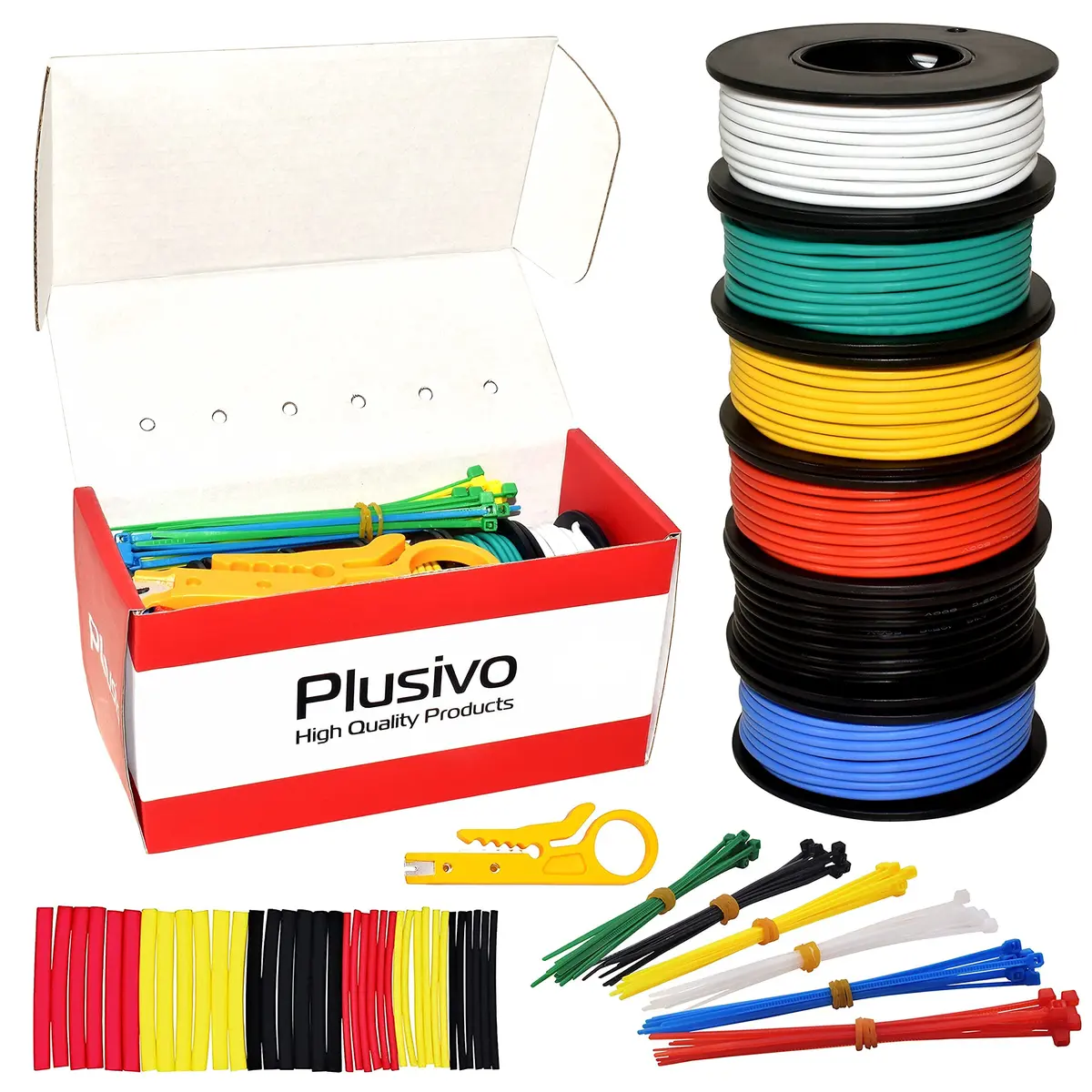 Plusivo 20 AWG Solid Core Wire Kit – 6 Colors, 23ft Each Spool | 600V PVC Coated Tinned Copper for Electronics - view 8