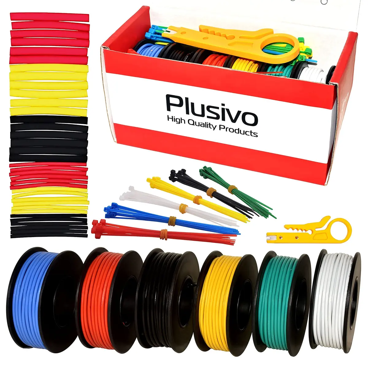 Plusivo 20 AWG Solid Core Wire Kit – 6 Colors, 23ft Each Spool | 600V PVC Coated Tinned Copper for Electronics - view 9