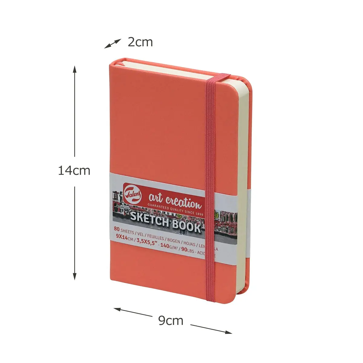 Talens Art Creation Sketchbook Coral Red 9cm x 14cm (3.5 x 5.5 in) | 80 Sheets Acid-Free Paper - view 2