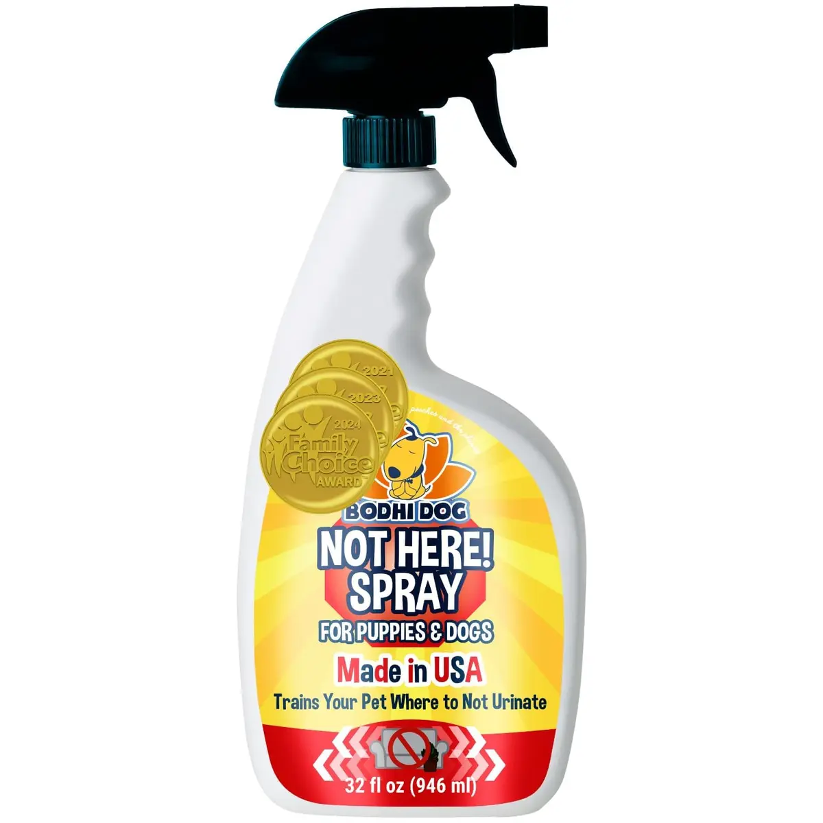 Bodhi Dog Not Here! Spray - Trains Your Pet Where Not to Pee Indoors or Outdoors - Anti Marking Deterrent for Furniture, Carpet & Floor - Training Corrector for Puppies & Dogs - Made in USA (32 Fl Oz) - main product image