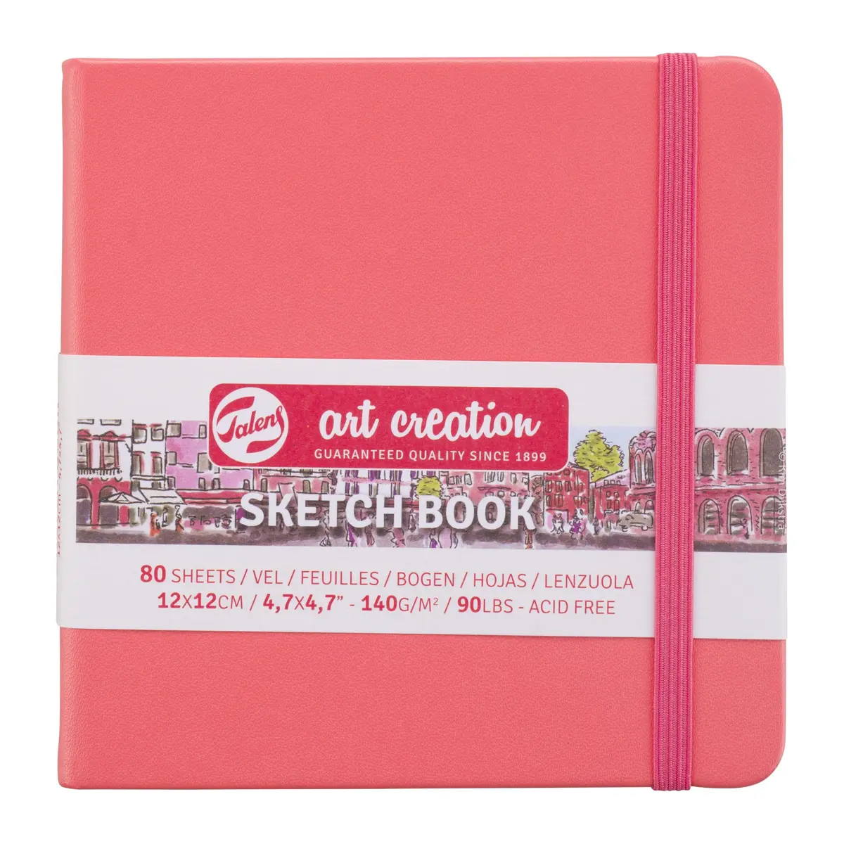 Talens Art Creation Sketchbook Coral Red 12cm x 12cm (4.7 x 4.7 in) | Acid-Free Cream Paper for Mixed Media - main product image