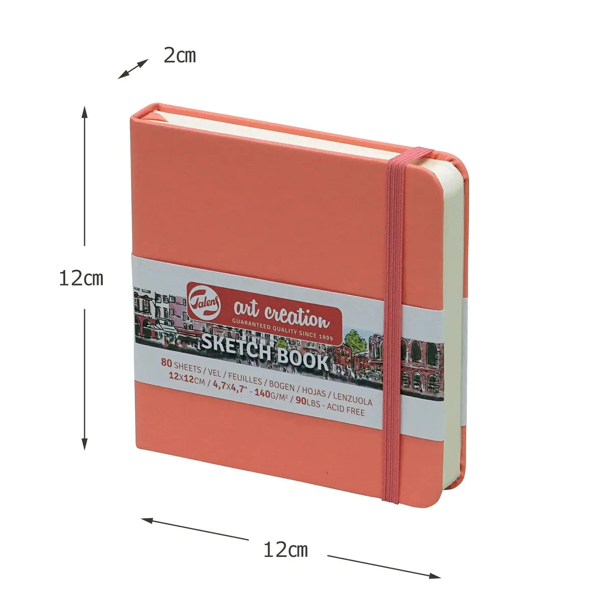Talens Art Creation Sketchbook Coral Red 12cm x 12cm (4.7 x 4.7 in) | Acid-Free Cream Paper for Mixed Media - view 3