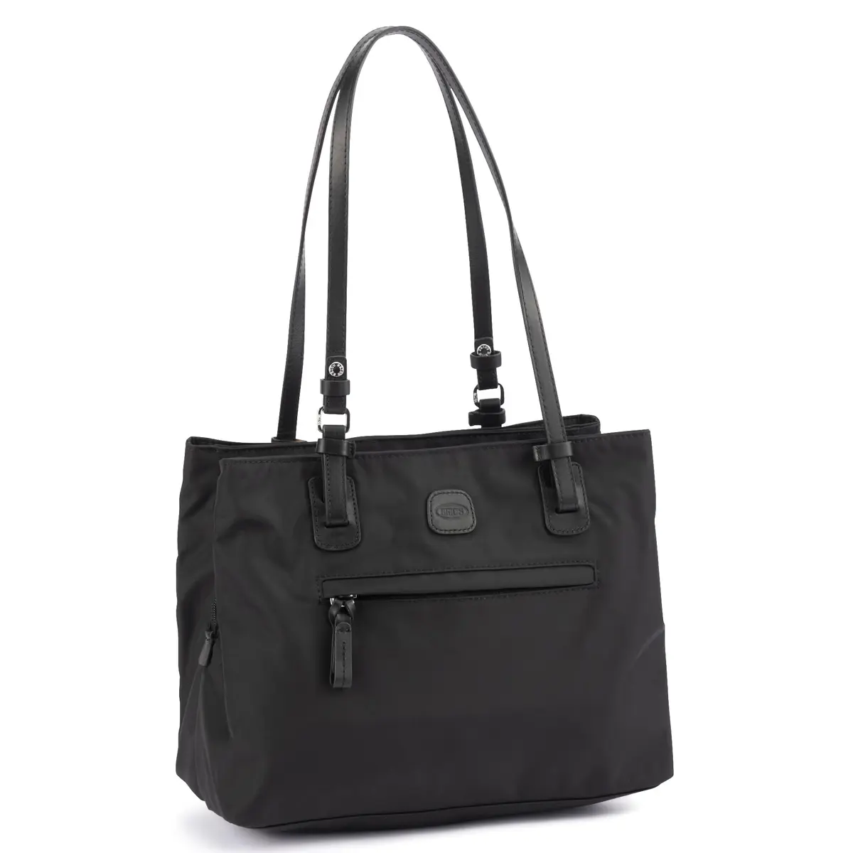 Bric's Tote Bag, Black | Satin Nylon with Leather Detailing (One Size) - main product image