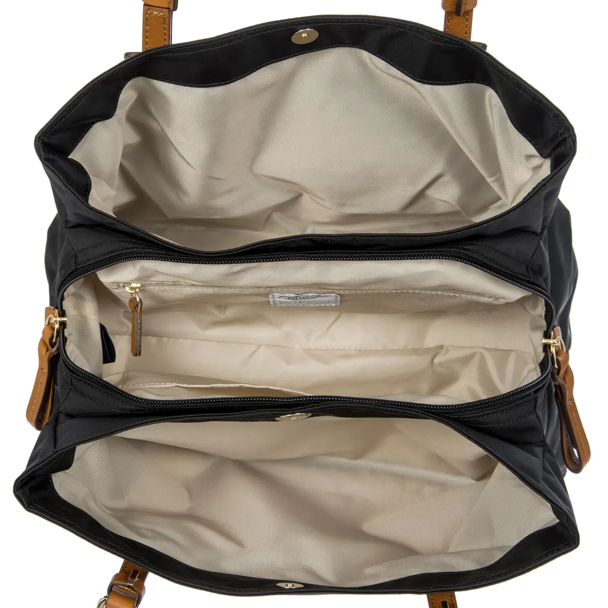 Bric's Tote Bag, Black | Satin Nylon with Leather Detailing (One Size) - view 3
